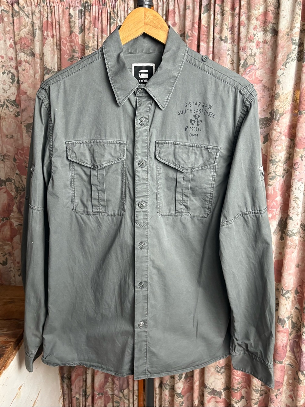G-Star Men's Gray Long-Sleeve Utility Shirt